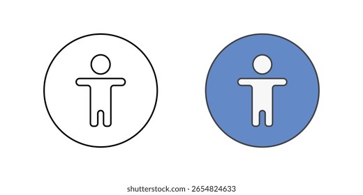 Ícone de símbolo de acessibilidade universal com o design clássico da figura usado para tecnologia inclusiva e suporte de acesso.