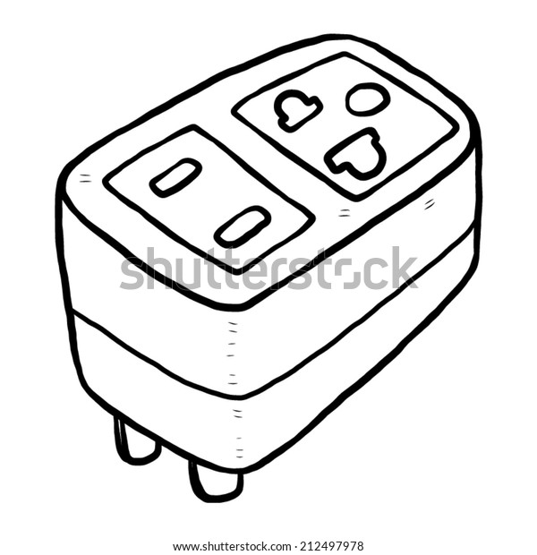 Universal Adapter Cartoon Vector Illustration Black Stock Vector ...