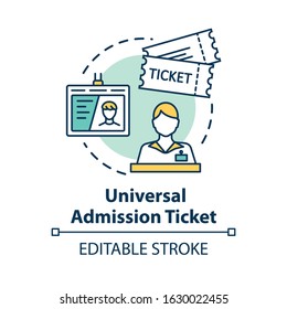 Universal Admission Ticket Concept Icon. Personal Premium Access Pass Idea Thin Line Illustration. All Inclusive Tourism. Vector Isolated Outline RGB Color Drawing. Editable Stroke