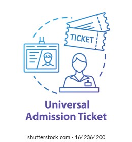 Universal Admission Ticket Concept Icon. Personal Premium Access Pass Idea Thin Line Illustration. All Inclusive Tourism, Money Saving Travel. Vector Isolated Outline RGB Color Drawing