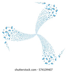 Universal Army Knife fireworks swirl rotation. Vector illustration style is flat blue and gray iconic symbols on a white background. Object whirlpool created from random pictographs.