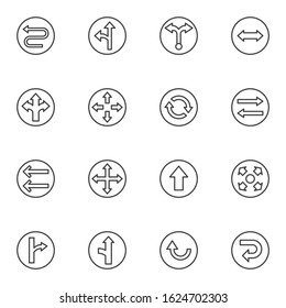 Universal arrows line icons set. linear style symbols collection, outline signs pack. vector graphics. Set includes icons as left and right side direction arrow, move up down, move button, transfer 