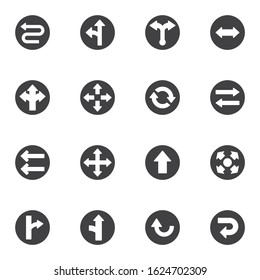 Universal arrows vector icons set, modern solid symbol collection filled style pictogram pack. Signs, logo illustration. Set includes icons as left and right direction arrow, move up down, move button