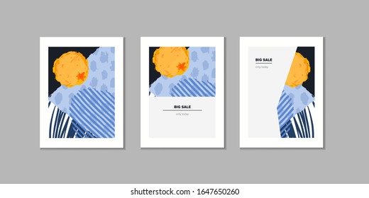 Сreative universal  artistic cards collection. Hand Drawn brush pattern. Trendy pattern for poster, banner, card, cover, invitation, placard, brochure, flyer. Vector textures, template for advertising