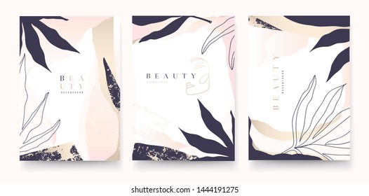 Universal artistic cards templates. Pastel pink brush strokes. Modern fashionable design. Good for cover, invitation, placard, brochure, poster, card, flyer and other.