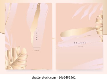 Universal artistic cards templates. Pastel rose and pink brush strokes. Modern fashionable design. Good for cover, invitation, placard, brochure, poster, card, flyer and other.