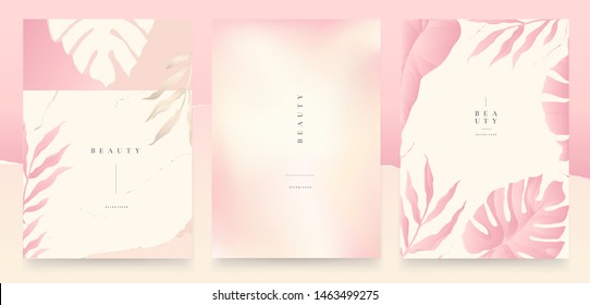 Universal artistic cards templates. Pastel rose and pink brush strokes. Modern fashionable design. Good for cover, invitation, placard, brochure, poster, card, flyer and other.