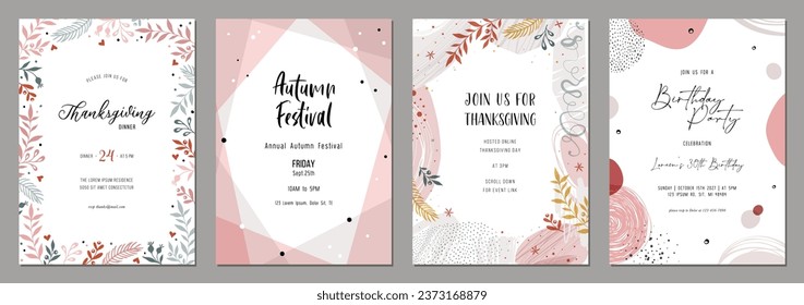 Universal artistic templates. Suitable for poster, greeting and business card, invitation, flyer, banner, brochure, email header, post in social networks, advertising, events and page cover.