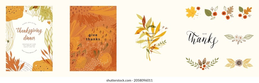 Universal Herbst-Vorlage und Design-Elemente. Gut für Thanksgiving-Grußkarten, Einladungen, Flyer und anderes Grafikdesign.