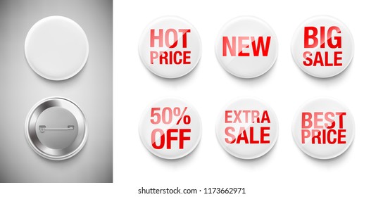 Universal badge with sticker. Vector realistic illustration on white background, ready and simple to use for your design. The mock-up will make the presentation look as realistic as possible. EPS10