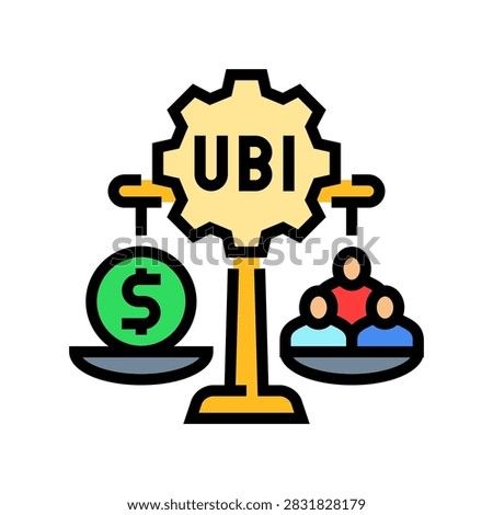 universal basic income color icon vector. universal basic income sign. isolated symbol illustration