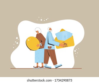 Universal basic income. Unconditional guarantee. Living stipend. Governmental public program for a periodic payment to people. Vector flat illustration.