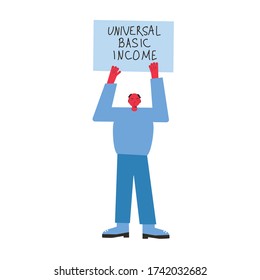 Universal basic income. Unconditional guarantee. Living stipend. Governmental public program for a periodic payment to people. Vector flat illustration.