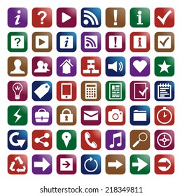 Universal basic set. Icons for web and mobile. Buttons web.