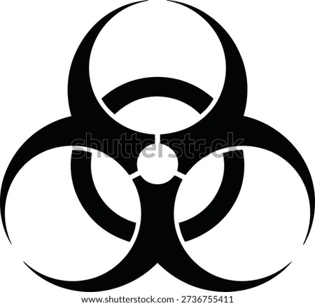 A universal black biohazard symbol signifies potential danger, biological risk, and contamination, displayed clearly on a pristine white surface.