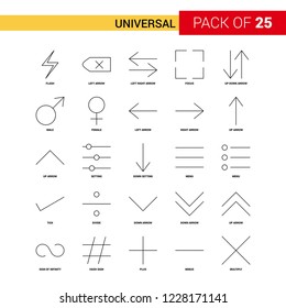 Universal  Black Line Icon - 25 Business Outline Icon Set