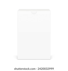 Universal blank cardboard box mockup for stick packaging. Front view. Vector illustration isolated on white background. Can be use for template your design, presentation. EPS10.