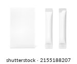 Universal blank cardboard box with stick mockup. Frontal view. Vector illustration isolated on white background. Can be use for food, medicine, cosmetic and etc. EPS10.	
