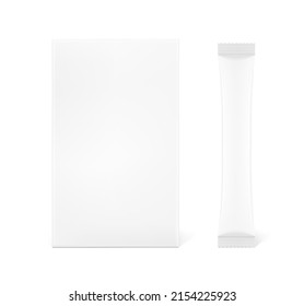 Universal blank cardboard box with stick mockup. Frontal view. Vector illustration isolated on white background. Can be use for food, medicine, cosmetic and etc. EPS10.