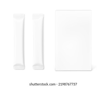 Universal Blank Cardboard Box With Stick Mockup. Frontal View. Vector Illustration Isolated On White Background. Can Be Use For Food, Medicine, Cosmetic And Etc. EPS10.	