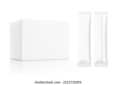 Universal blank cardboard box with stick mockup. Vector illustration isolated on white background. Can be use for food, medicine, cosmetic and etc. EPS10.	