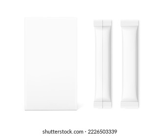 Universal blank cardboard box with stick mockup. Frontal view. Vector illustration isolated on white background. Can be use for food, medicine, cosmetic and etc. EPS10.	