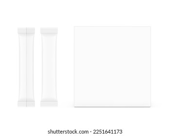 Universal blank cardboard box with stick mockup. Front view. Vector illustration isolated on white background. Can be use for food, medicine, cosmetic and etc. EPS10.