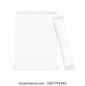 Universal blank cardboard box with stick bar mockup. Front view. Vector illustration isolated on white background. Can be use for food, medicine, cosmetic and etc. EPS10.	