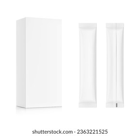 Universal blank cardboard box with stick mockup. Frontal view. Vector illustration isolated on white background. Can be use for food, pharmacy, cosmetic and etc. EPS10.	