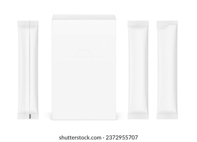 Universal blank cardboard box with stick mockup. Frontal view. Vector illustration isolated on white background. Can be use for food, pharmacy, cosmetic and etc. EPS10.