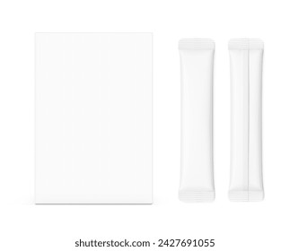 Universal blank cardboard box with stick mockup set. Vector illustration isolated on white background. Can be use for template your design, presentation. EPS10.