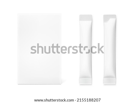Universal blank cardboard box with stick mockup. Frontal view. Vector illustration isolated on white background. Can be use for food, medicine, cosmetic and etc. EPS10.	