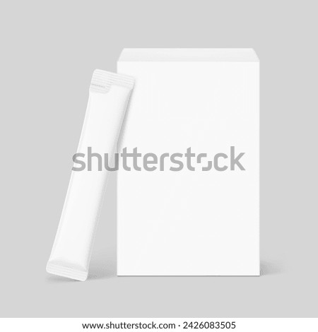 Universal blank cardboard box with stick mockup set. Vector illustration isolated on grey background. Can be use for template your design, presentation. EPS10.