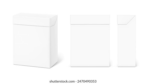 Conjunto de maquetas de caja de cartón cerrado en blanco universal. Ilustración vectorial aislada sobre fondo blanco. Puede ser utilizado para la Plantilla de su diseño, presentación. EPS10.