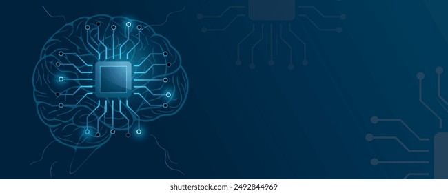Universal Blue banner, Technology background, artificial intelligence. Background for a website, advertisement, information, mobile application. Vector graphics.