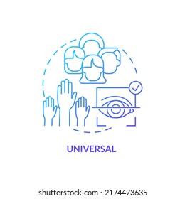 Universal Blue Gradient Concept Icon. Biometric Data Advantage Abstract Idea Thin Line Illustration. Authentication Schemes. Matching Records. Isolated Outline Drawing. Myriad Pro-Bold Font Used