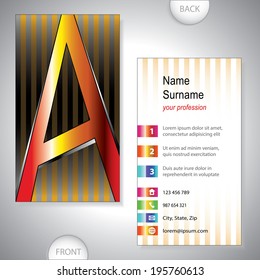 Universal business card with initials A - company presentations - stock vector