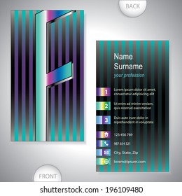 Universal business card with initials F - company presentations - stock vector