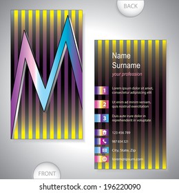 Universal business card with initials M - company presentations - stock vector