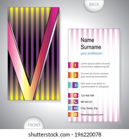 Universal business card with initials V - company presentations - stock vector