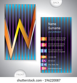 Universal business card with initials W - company presentations - stock vector