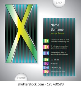 Universal business card with initials X - company presentations - stock vector