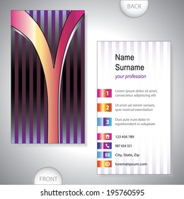 Universal business card with initials Y - company presentations - stock vector
