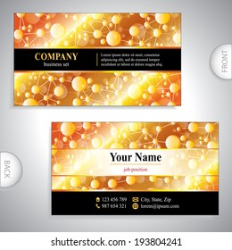 Universal Business Card - Luxury Gold Background - Science Research - DNA And RNA - Medical Equipment - Laboratory Label - Corporate Identity Template - Stock Vector