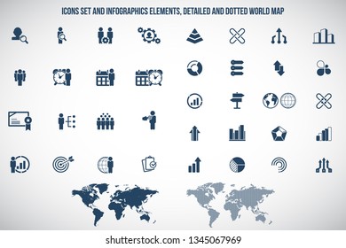 Universal business icons set. Vector.