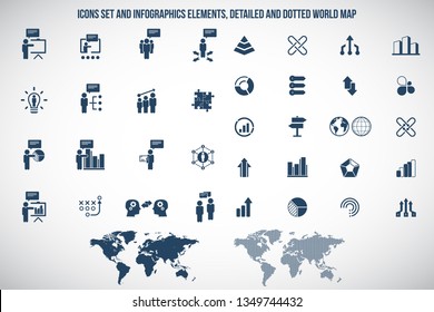 Universal business management, training and human resources icon set. Universal icons for web and mobile. Vector.