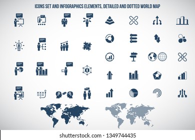 Universal business management, training and human resources icon set. Universal icons for web and mobile. Vector.