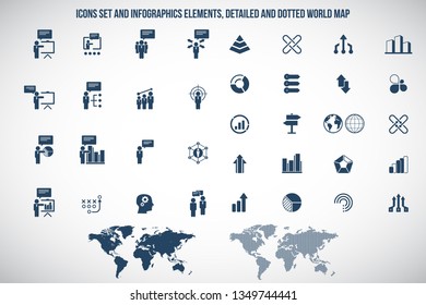 Universal business management, training and human resources icon set. Universal icons for web and mobile. Vector.