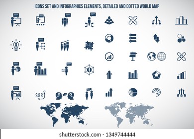 Universal business management, training and human resources icon set. Universal icons for web and mobile. Vector.