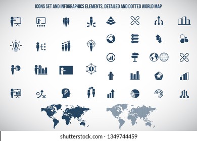 Universal business management, training and human resources icon set. Universal icons for web and mobile. Vector.